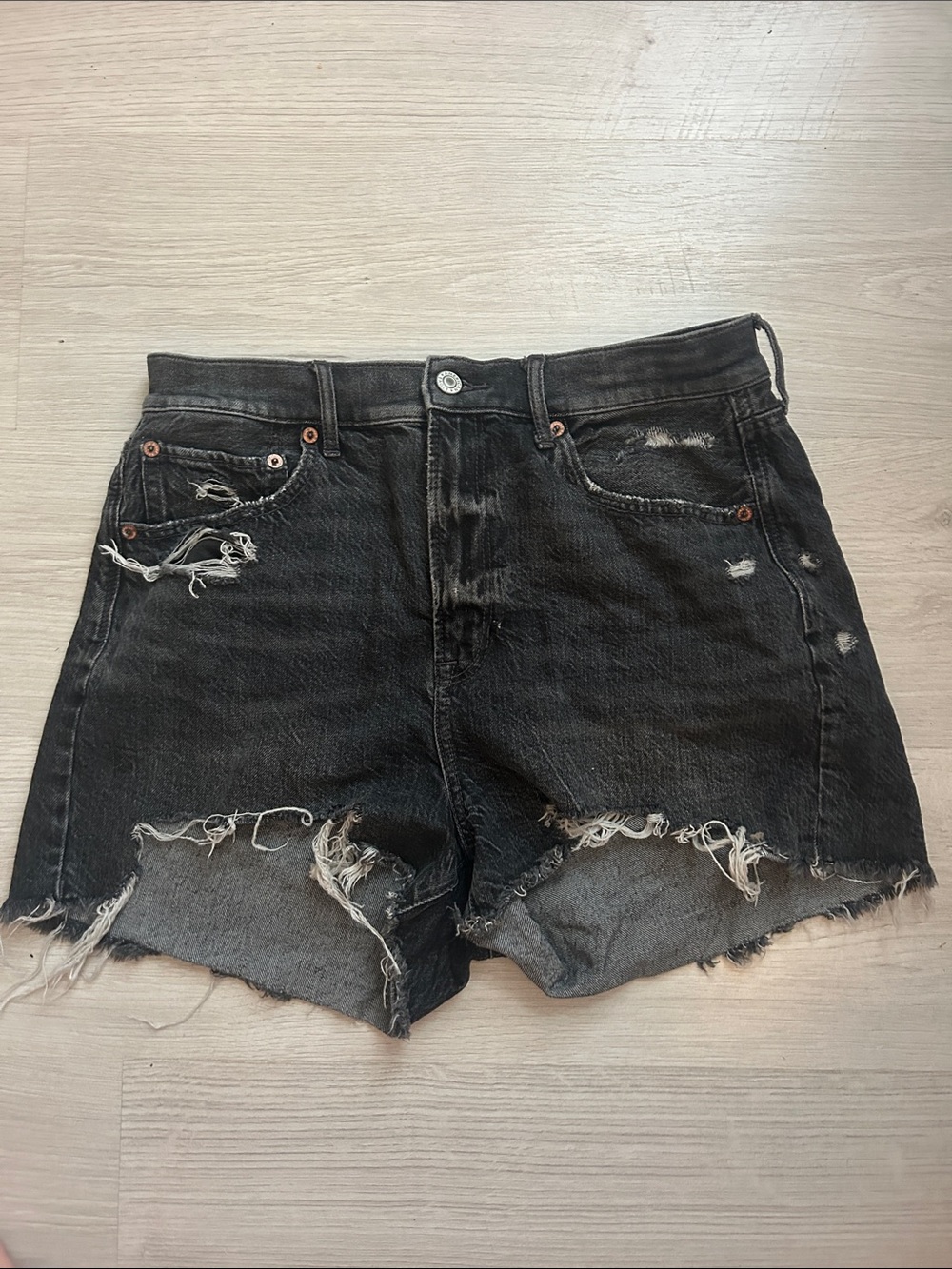 American Eagle Outfitters Black Distressed Cutoff Denim Shorts